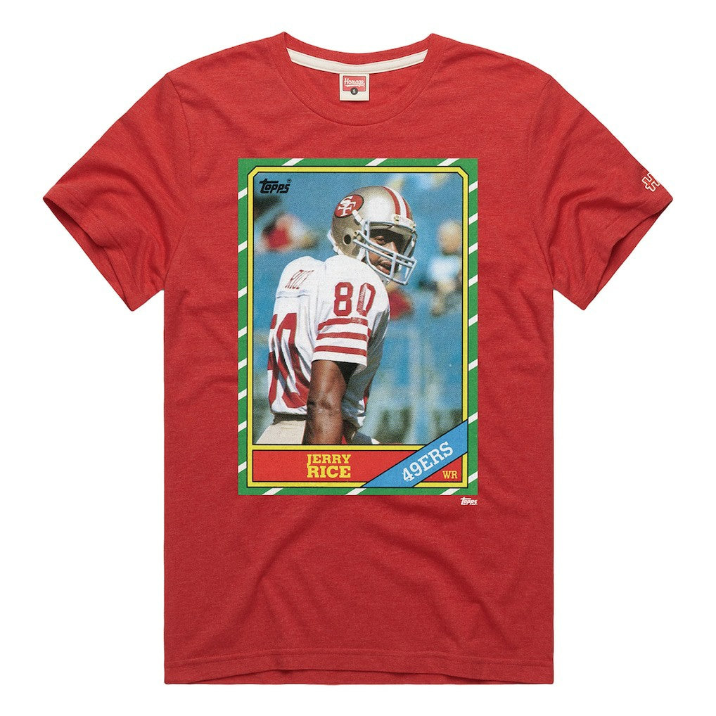 Jerry Rice  Homage Unisex NFL Topps Trading Card Tri-Blend T-Shirt - San Francisco 49ers T-shirts