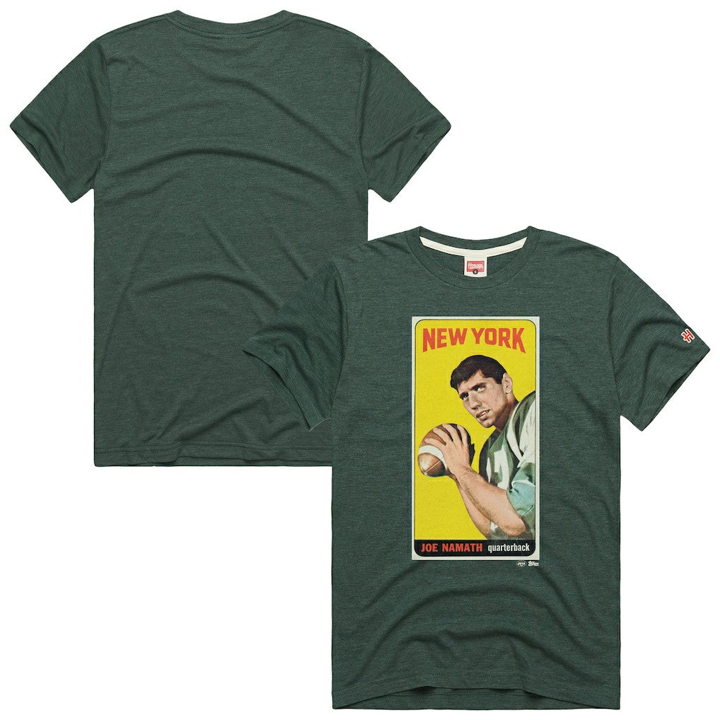 Joe Namath  Homage Unisex NFL Topps Trading Card Tri-Blend T-Shirt - New York Jets T-shirts