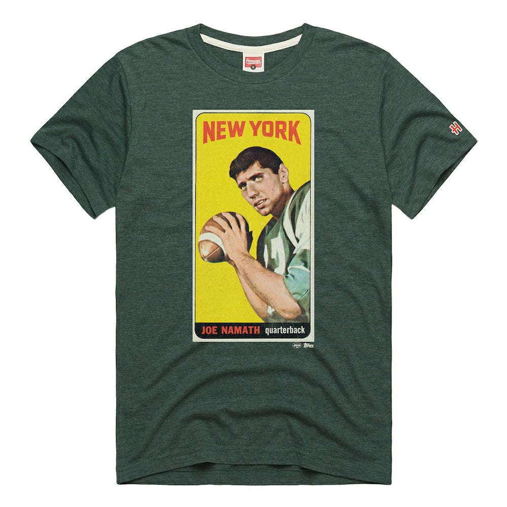 Joe Namath  Homage Unisex NFL Topps Trading Card Tri-Blend T-Shirt - New York Jets T-shirts
