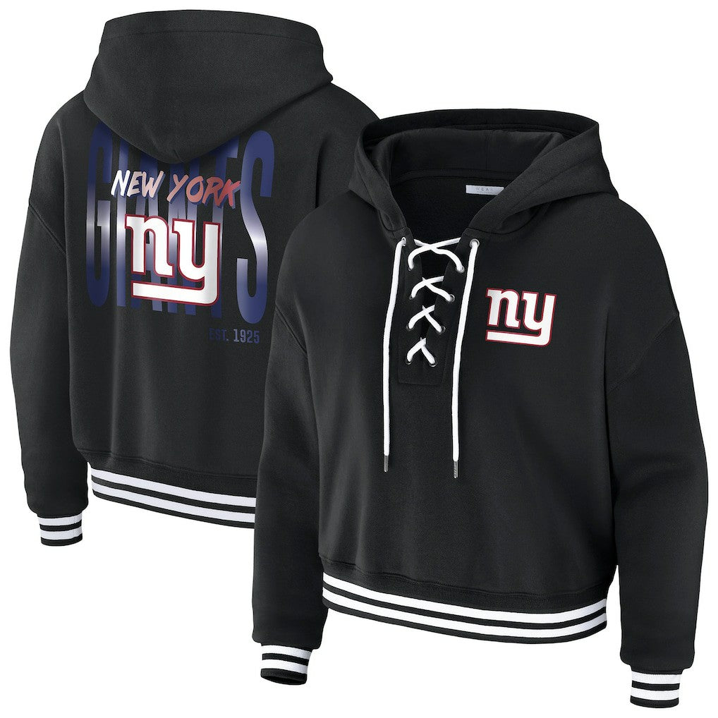 WEAR by Erin Andrews Women's Lace-Up Fleece Hoodie - New York Giants Hoodies