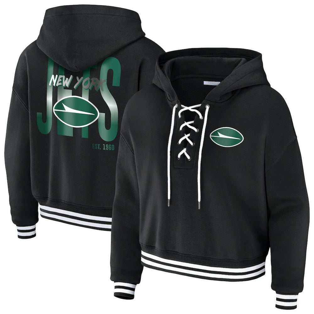 WEAR by Erin Andrews Women's Lace-Up Fleece Hoodie - New York Jets Hoodies