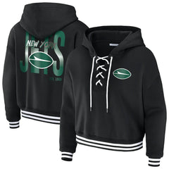 WEAR by Erin Andrews Women's Lace-Up Fleece Hoodie - New York Jets Hoodies