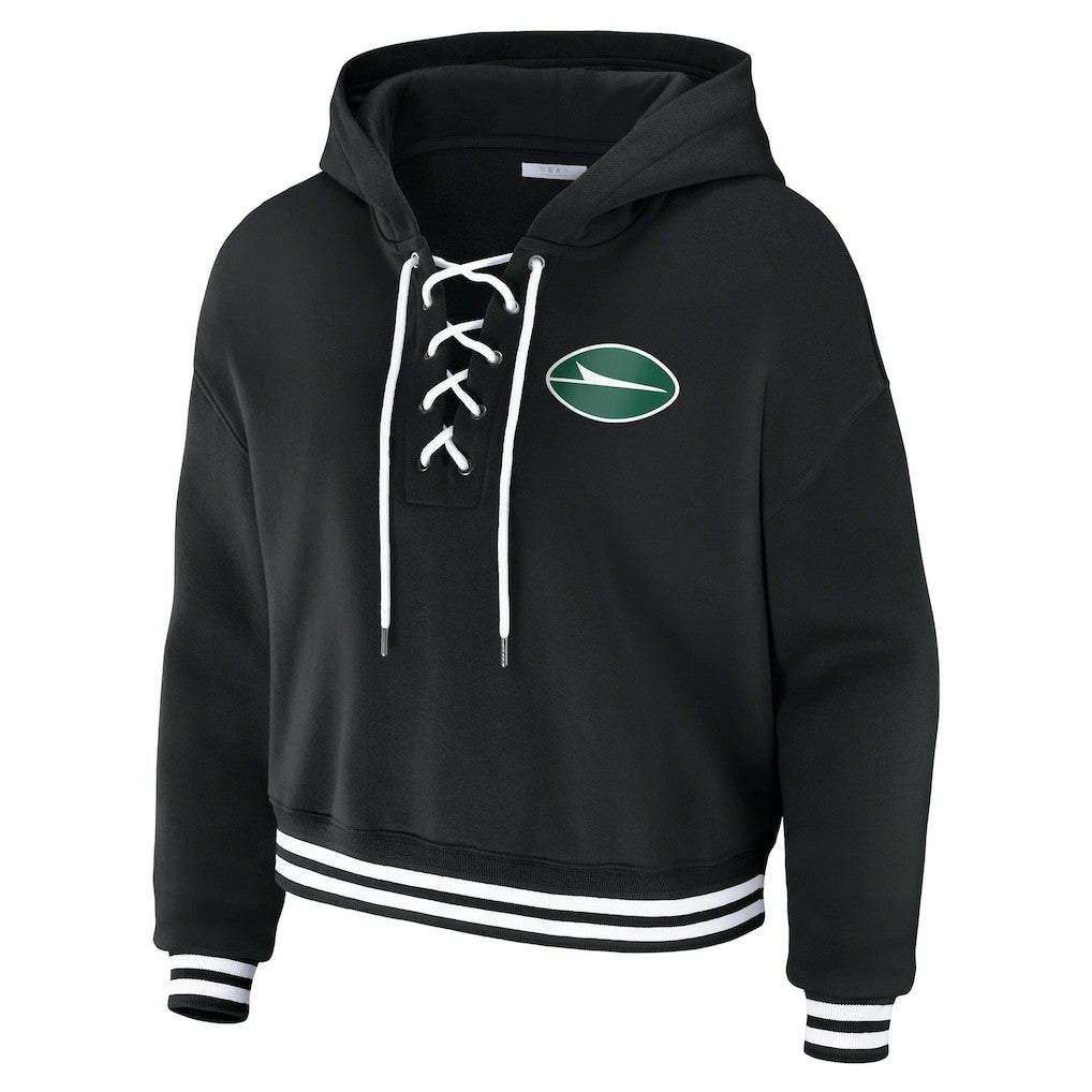 WEAR by Erin Andrews Women's Lace-Up Fleece Hoodie - New York Jets Hoodies