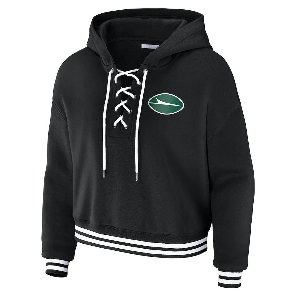 WEAR by Erin Andrews Women's Lace-Up Fleece Hoodie - New York Jets Hoodies