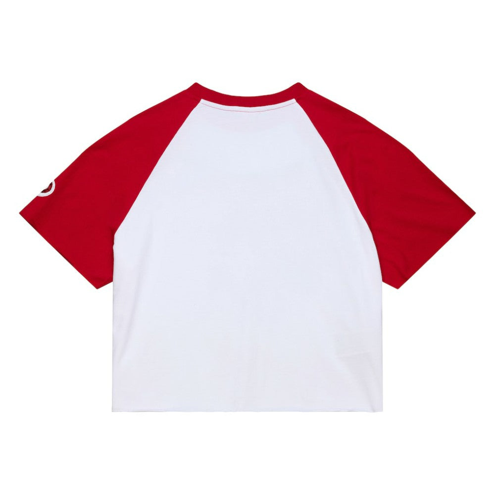 White Philadelphia Phillies Mitchell & Ness Women's Cropped Raglan Boxy T-Shirt