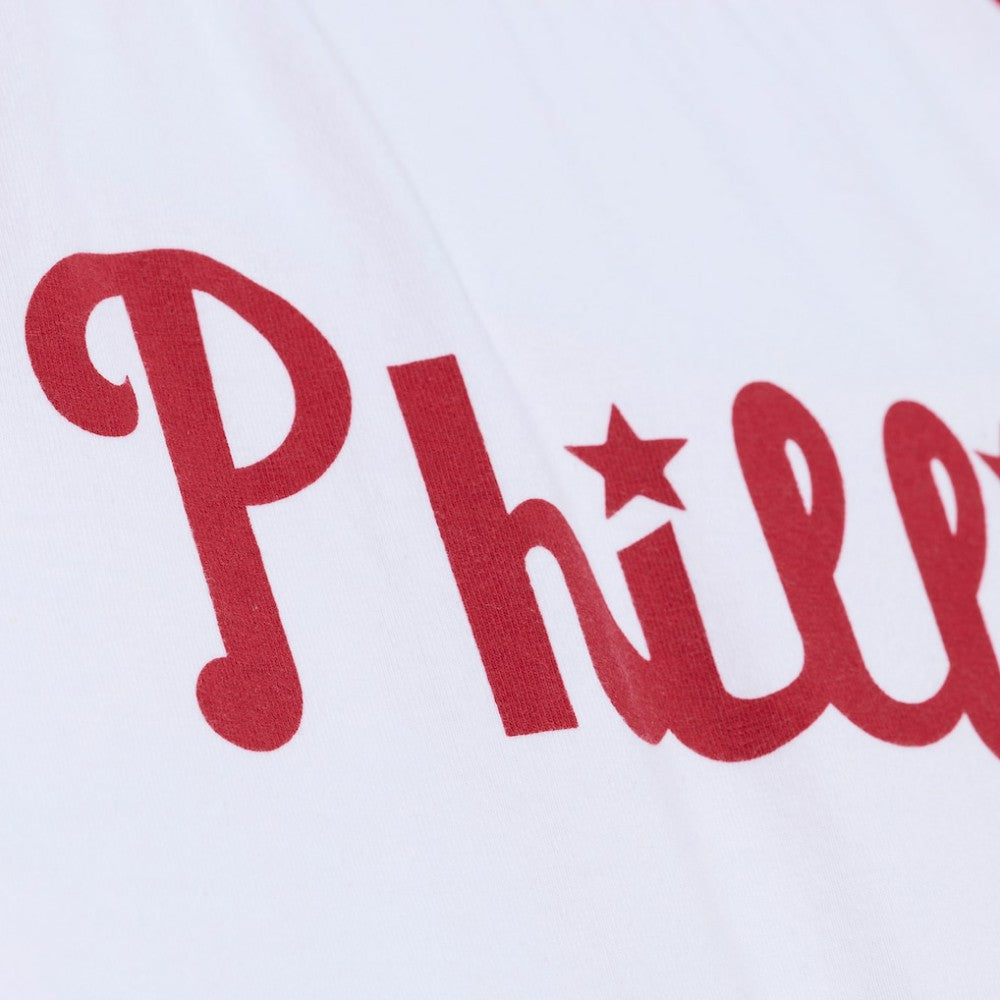 White Philadelphia Phillies Mitchell & Ness Women's Cropped Raglan Boxy T-Shirt