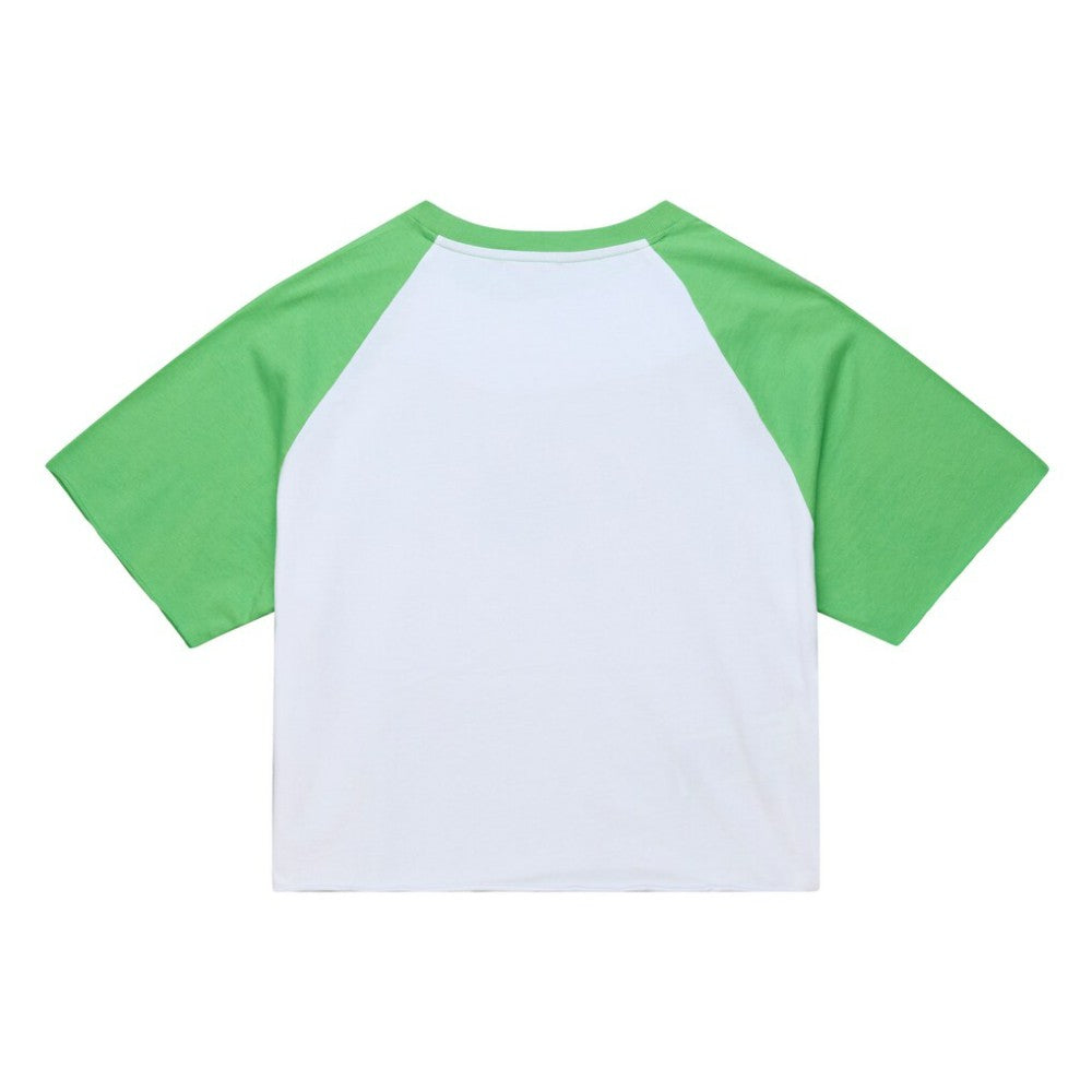 White Philadelphia Phillies Mitchell & Ness Women's Cropped Raglan Mascot Boxy T-Shirt
