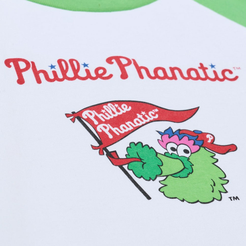 White Philadelphia Phillies Mitchell & Ness Women's Cropped Raglan Mascot Boxy T-Shirt
