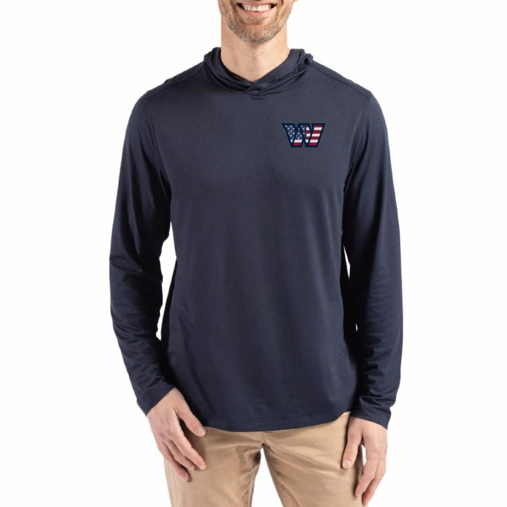 Cutter & Buck Americana Coastline Epic Comfort Eco Recycled Long Sleeve Hoodie T-Shirt - Washington Commanders Hoodies