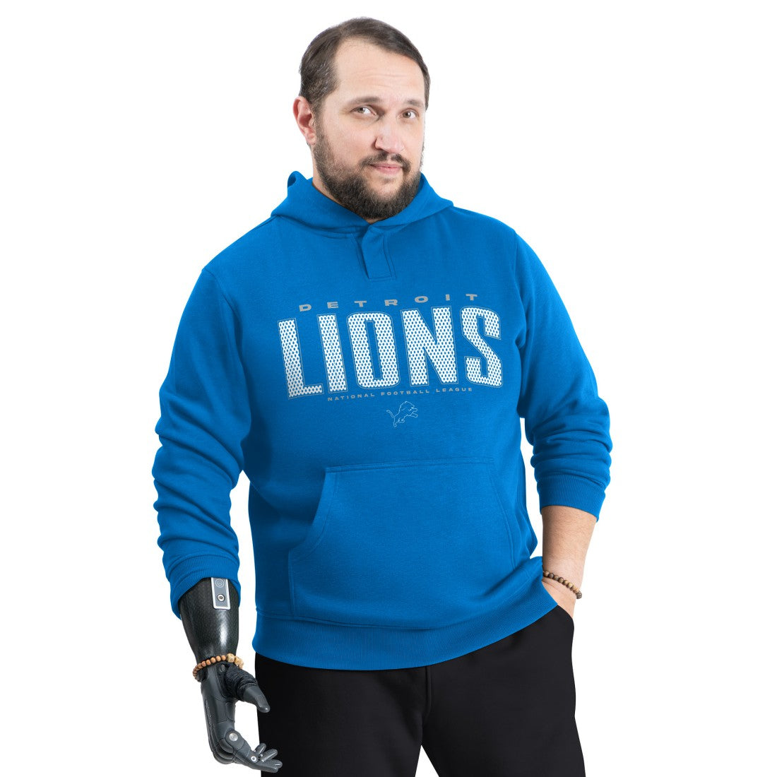 G-III Sports by Carl Banks Adaptive Mesh Effect Team Graphic Fleece Pullover Hoodie - Detroit Lions Hoodies