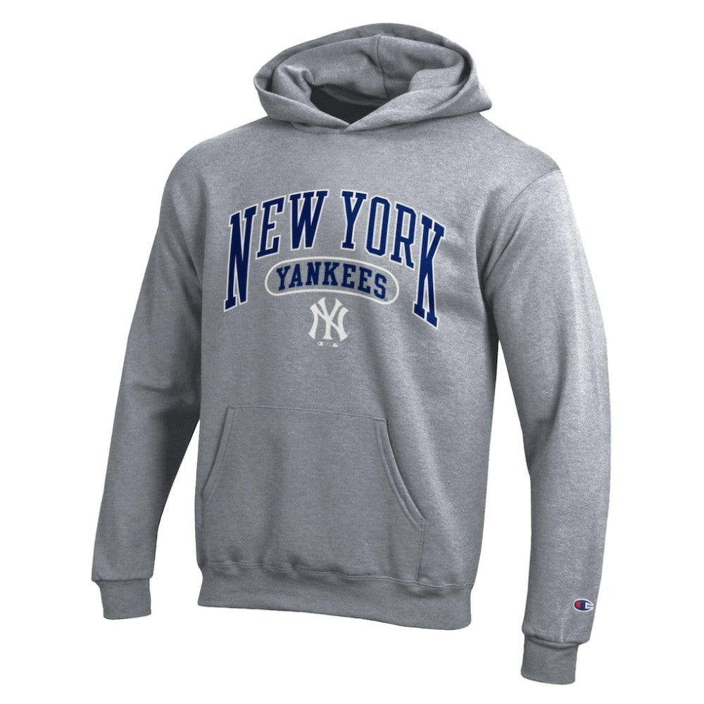 Gray New York Yankees Champion Youth Powerblend Fleece Hoodie