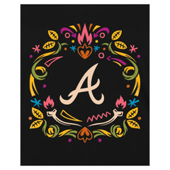Black Atlanta Braves New Era Women's Día de los Muertos V-Neck T-Shirt