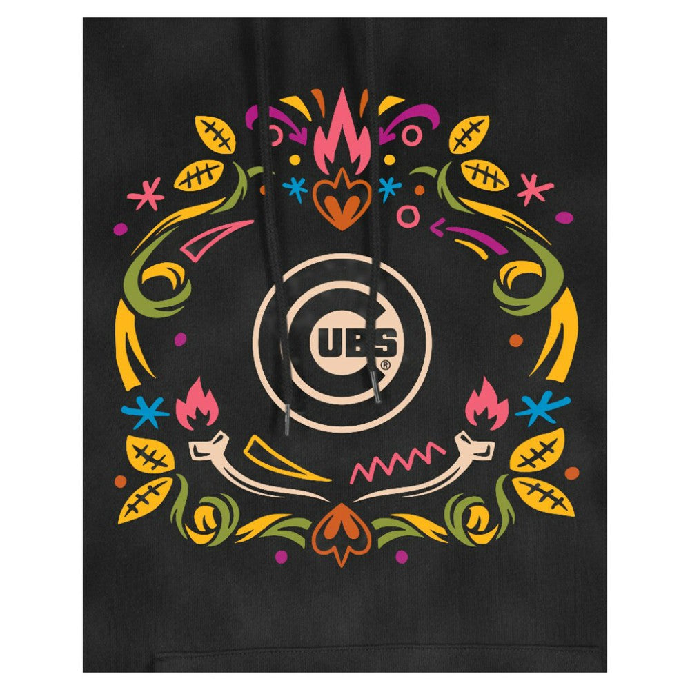 Black Chicago Cubs New Era Women's Día de Muertos Mineral Wash Hoodie Sweatshirt