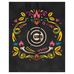 Black Chicago Cubs New Era Women's Día de Muertos Mineral Wash Hoodie Sweatshirt