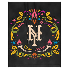 Black New York Mets New Era Women's Día de Muertos Mineral Wash Hoodie Sweatshirt
