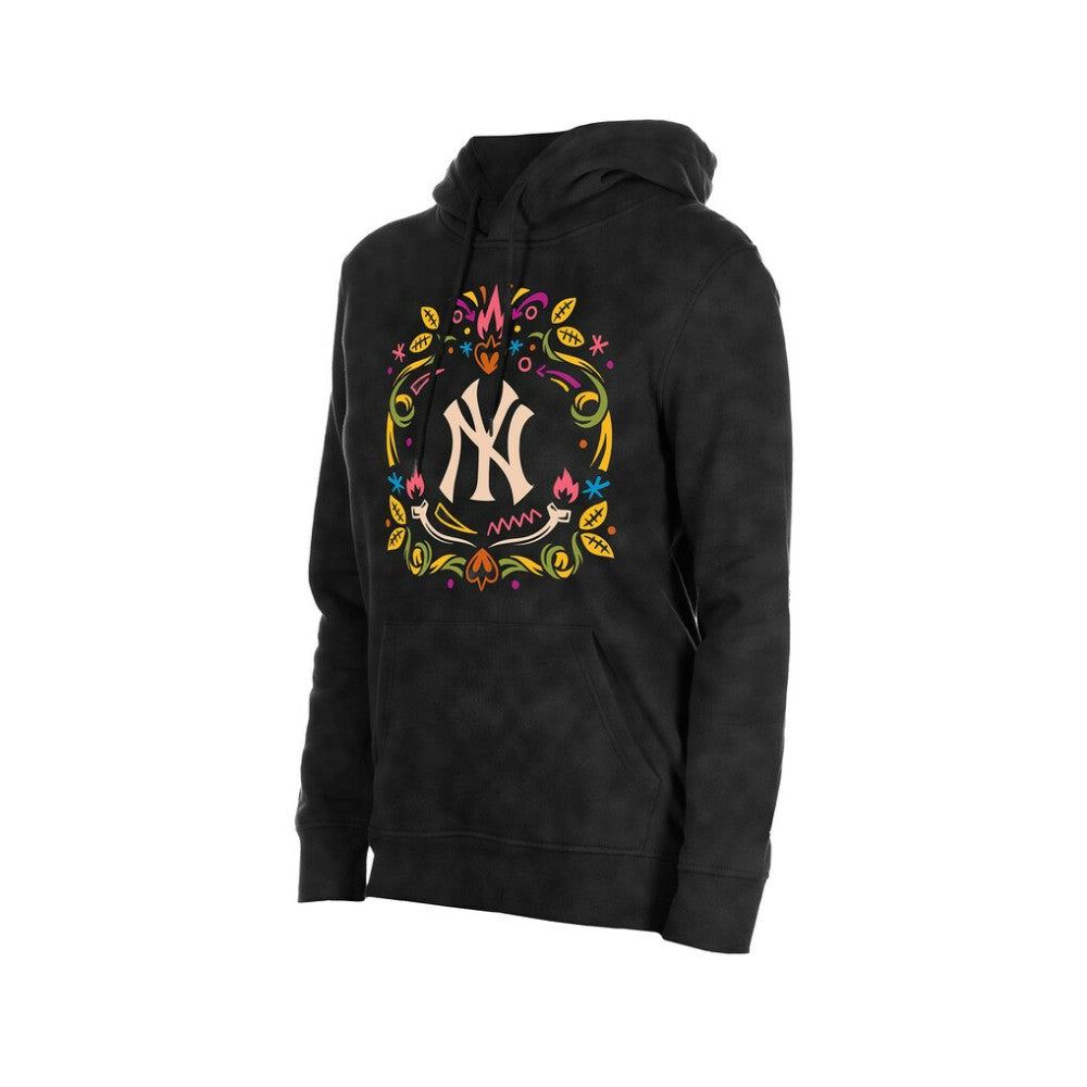 Black New York Yankees New Era Women's Día de Muertos Mineral Wash Hoodie Sweatshirt