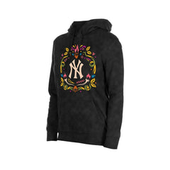 Black New York Yankees New Era Women's Día de Muertos Mineral Wash Hoodie Sweatshirt
