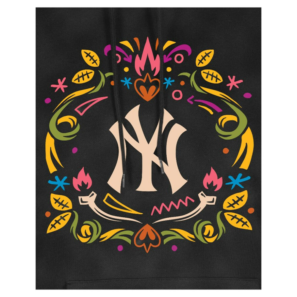 Black New York Yankees New Era Women's Día de Muertos Mineral Wash Hoodie Sweatshirt