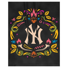 Black New York Yankees New Era Women's Día de Muertos Mineral Wash Hoodie Sweatshirt