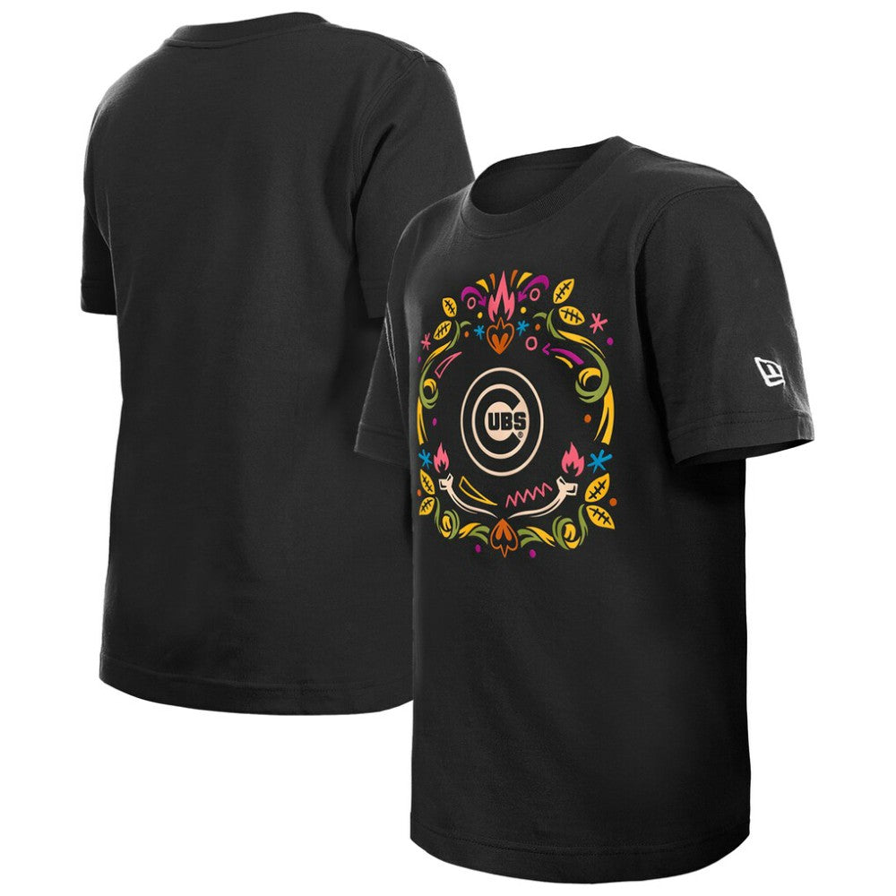 Black Chicago Cubs New Era Youth Día de los Muertos T-Shirt