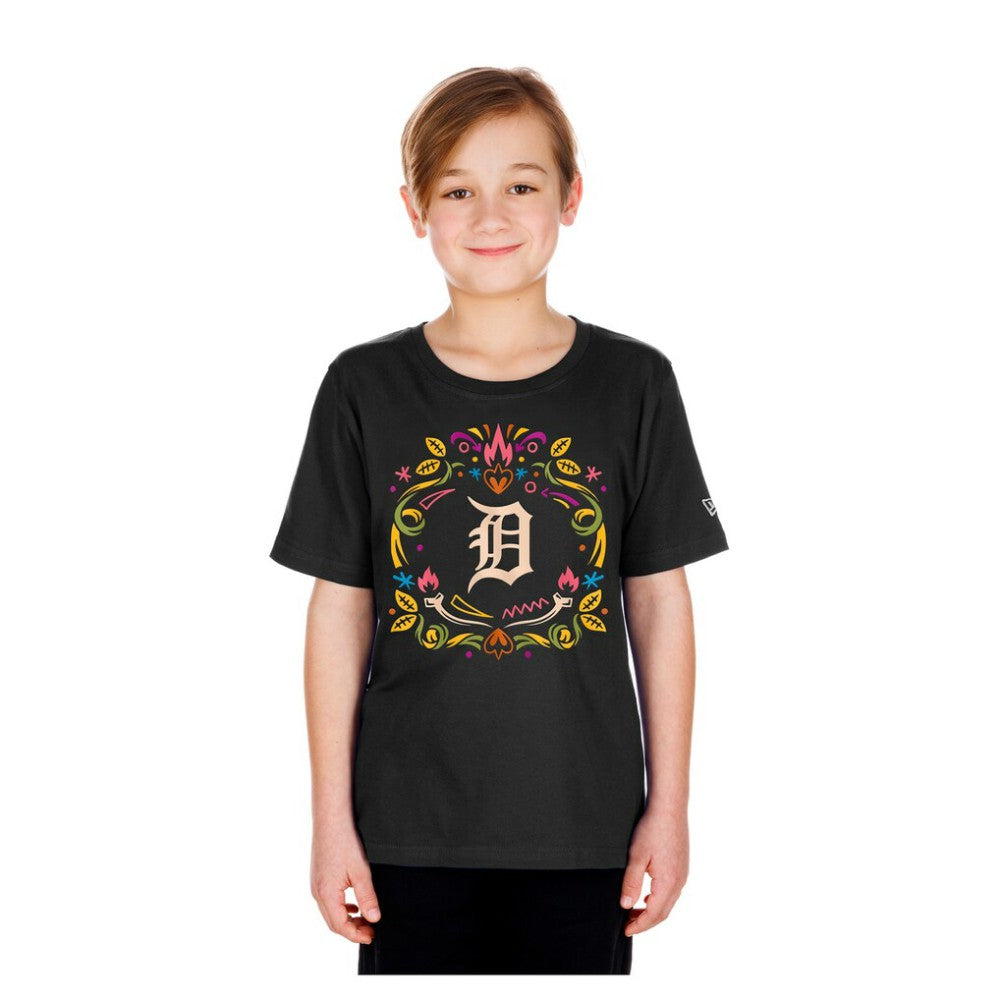 Black Detroit Tigers New Era Youth Día de los Muertos T-Shirt