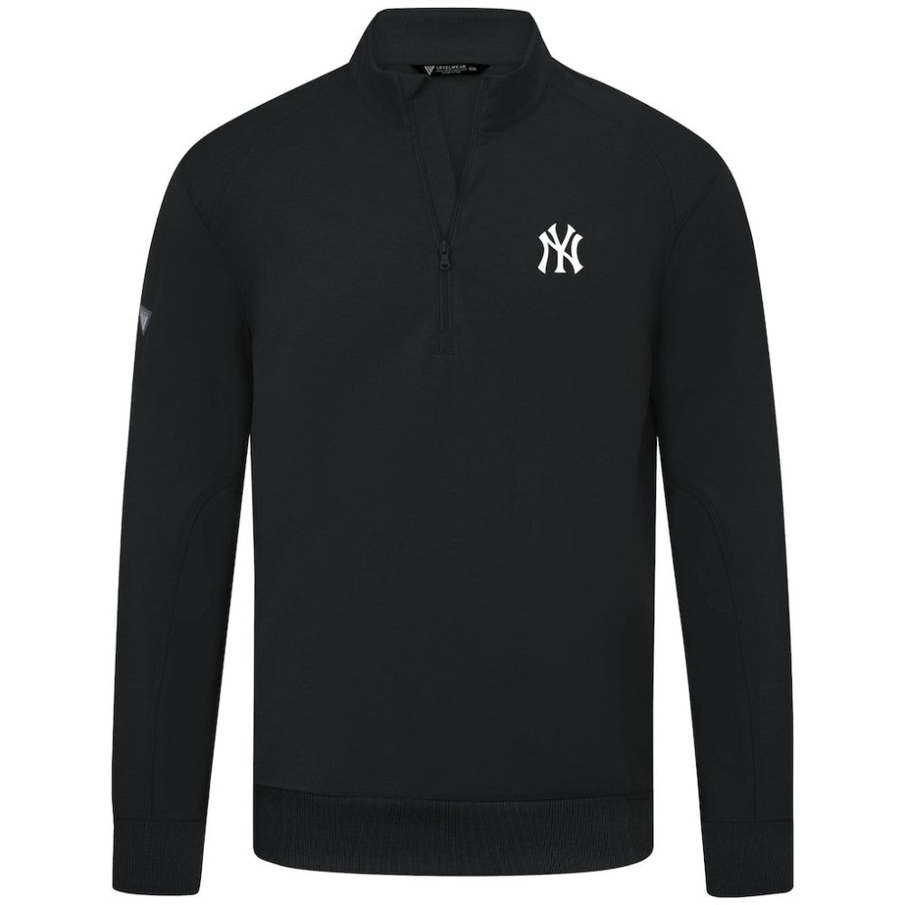 Black New York Yankees Levelwear Upright Insignia Tri-Blend Quarter-Zip Pullover