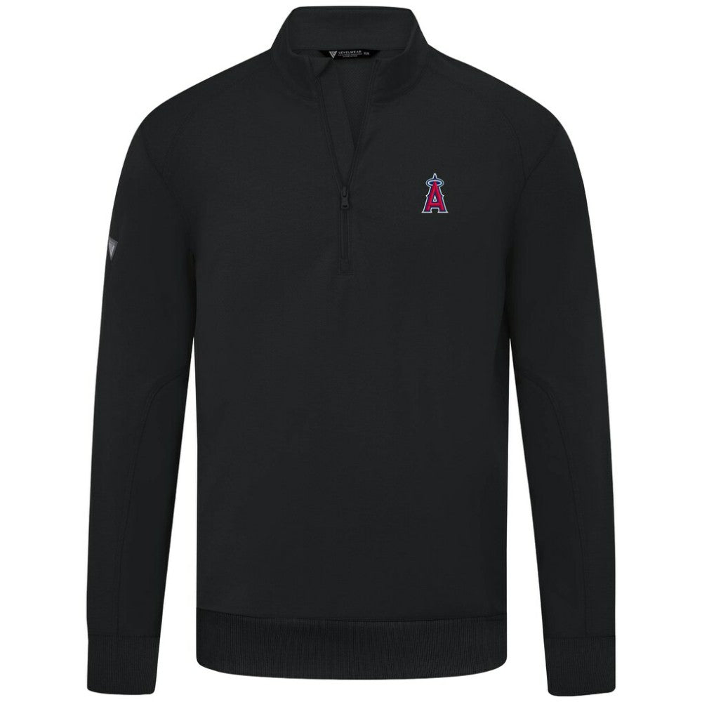 Black Los Angeles Angels Levelwear Upright Insignia Tri-Blend Quarter-Zip Pullover