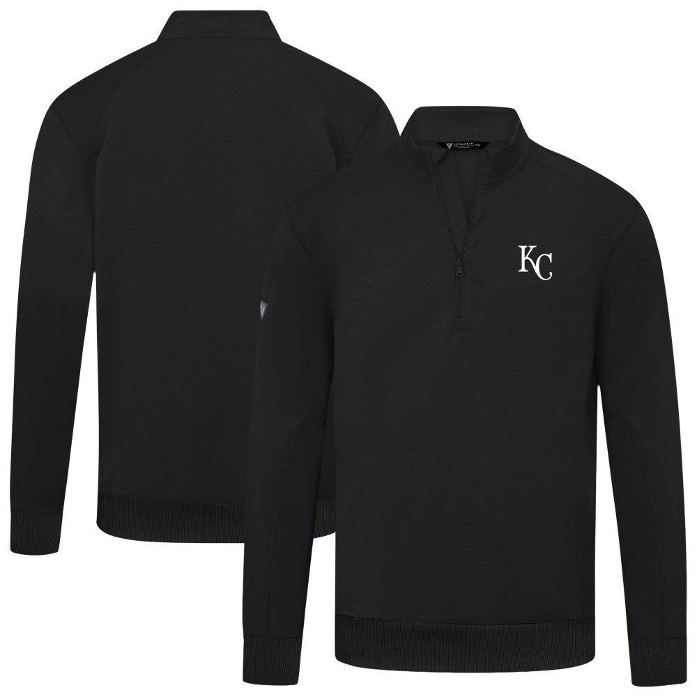 Black Kansas City Royals Levelwear Upright Insignia Tri-Blend Quarter-Zip Pullover