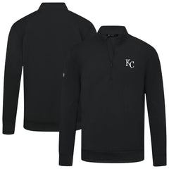 Black Kansas City Royals Levelwear Upright Insignia Tri-Blend Quarter-Zip Pullover