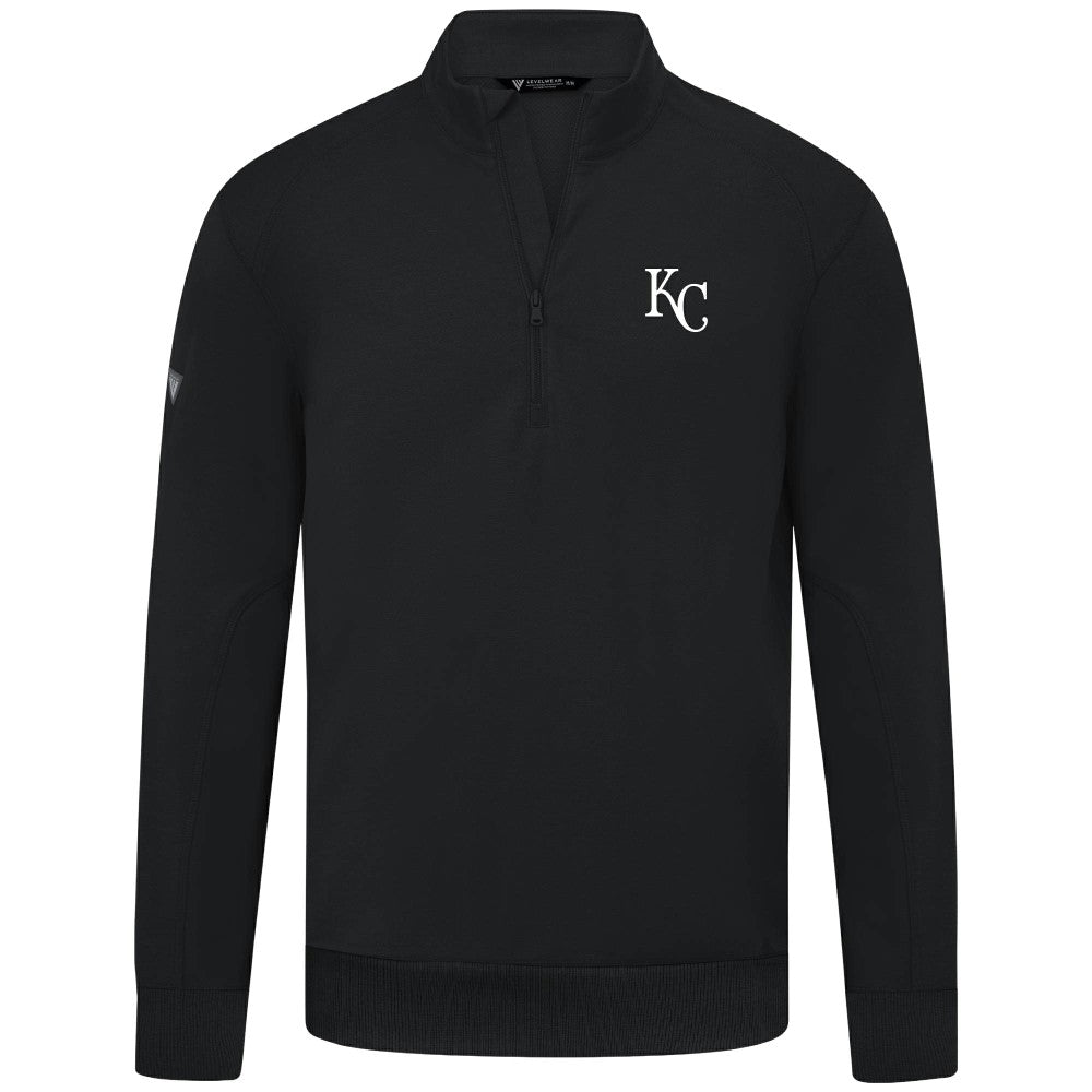 Black Kansas City Royals Levelwear Upright Insignia Tri-Blend Quarter-Zip Pullover