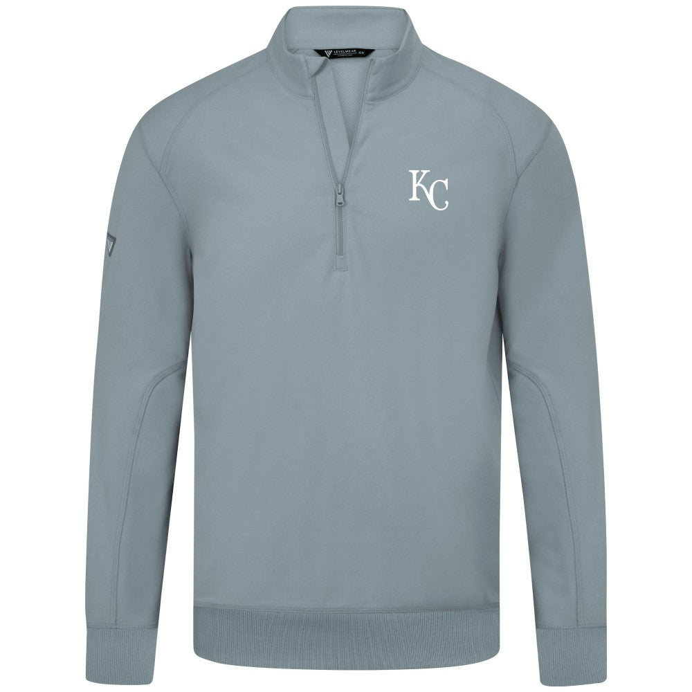 Gray Kansas City Royals Levelwear Upright Insignia Tri-Blend Quarter-Zip Pullover