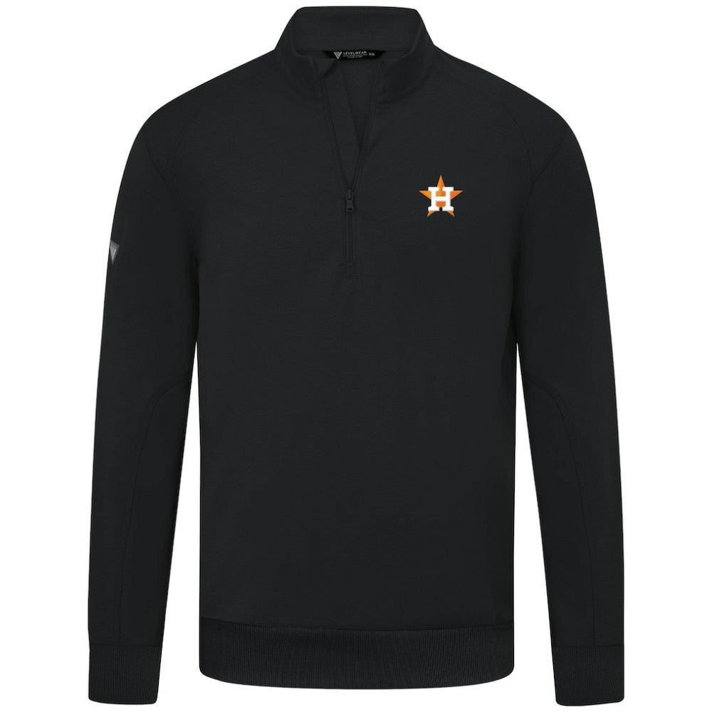 Black Houston Astros Levelwear Upright Insignia Tri-Blend Quarter-Zip Pullover