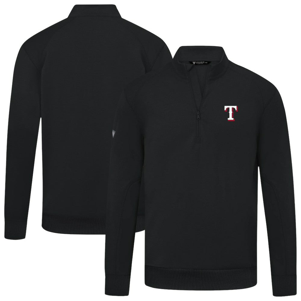 Black Texas Rangers Levelwear Upright Insignia Tri-Blend Quarter-Zip Pullover
