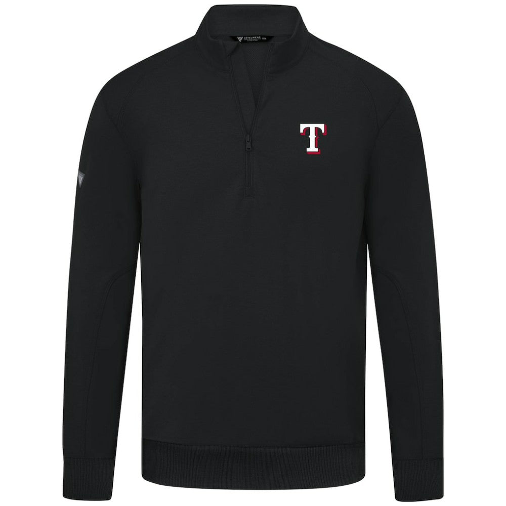 Black Texas Rangers Levelwear Upright Insignia Tri-Blend Quarter-Zip Pullover