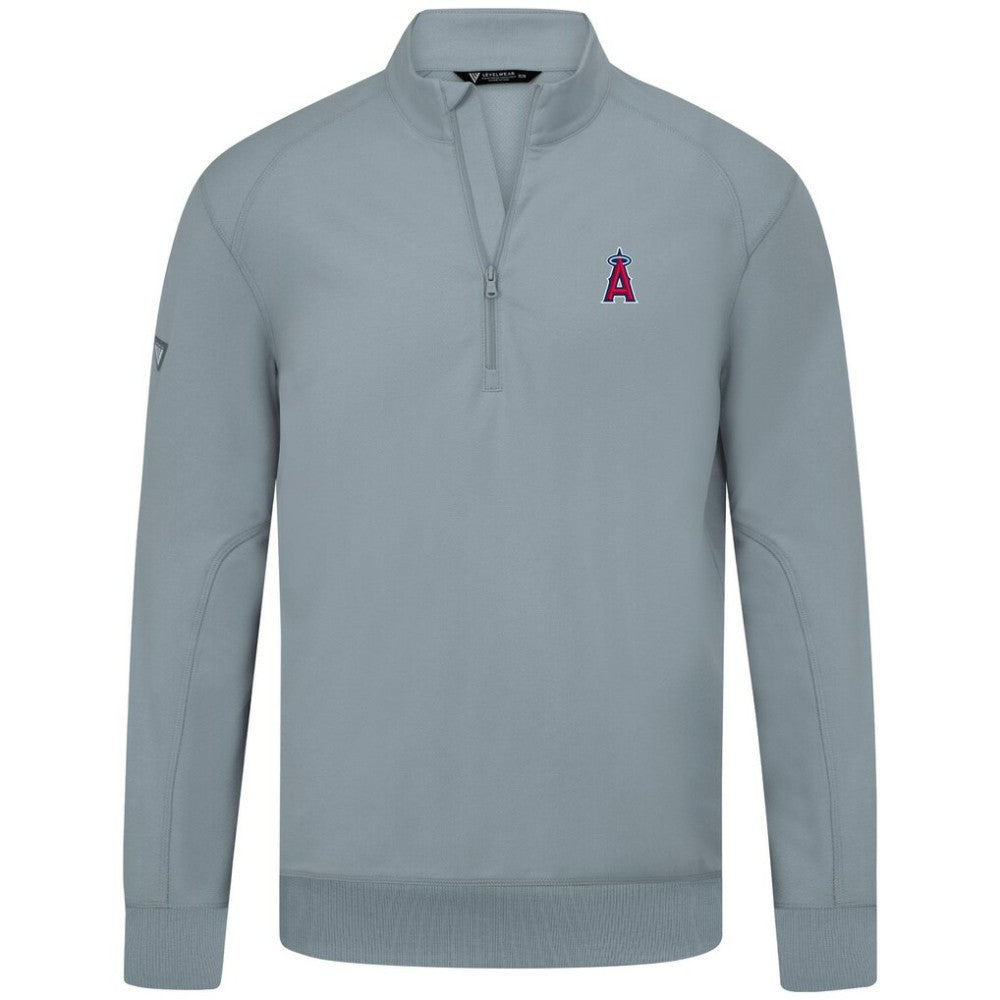 Gray Los Angeles Angels Levelwear Upright Insignia Tri-Blend Quarter-Zip Pullover