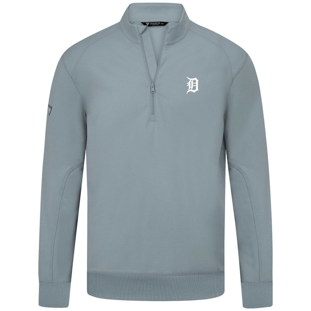 Gray Detroit Tigers Levelwear Upright Insignia Tri-Blend Quarter-Zip Pullover