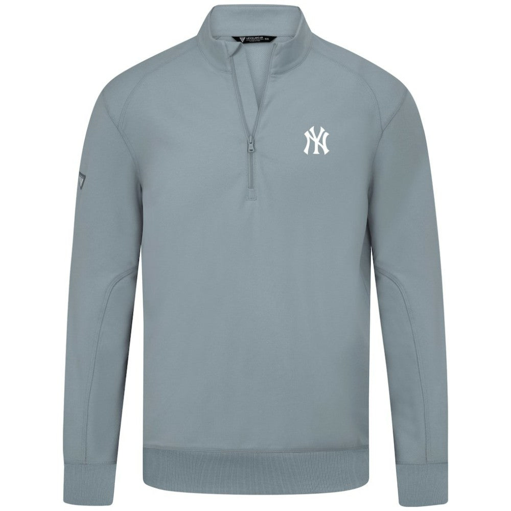 Gray New York Yankees Levelwear Upright Insignia Tri-Blend Quarter-Zip Pullover