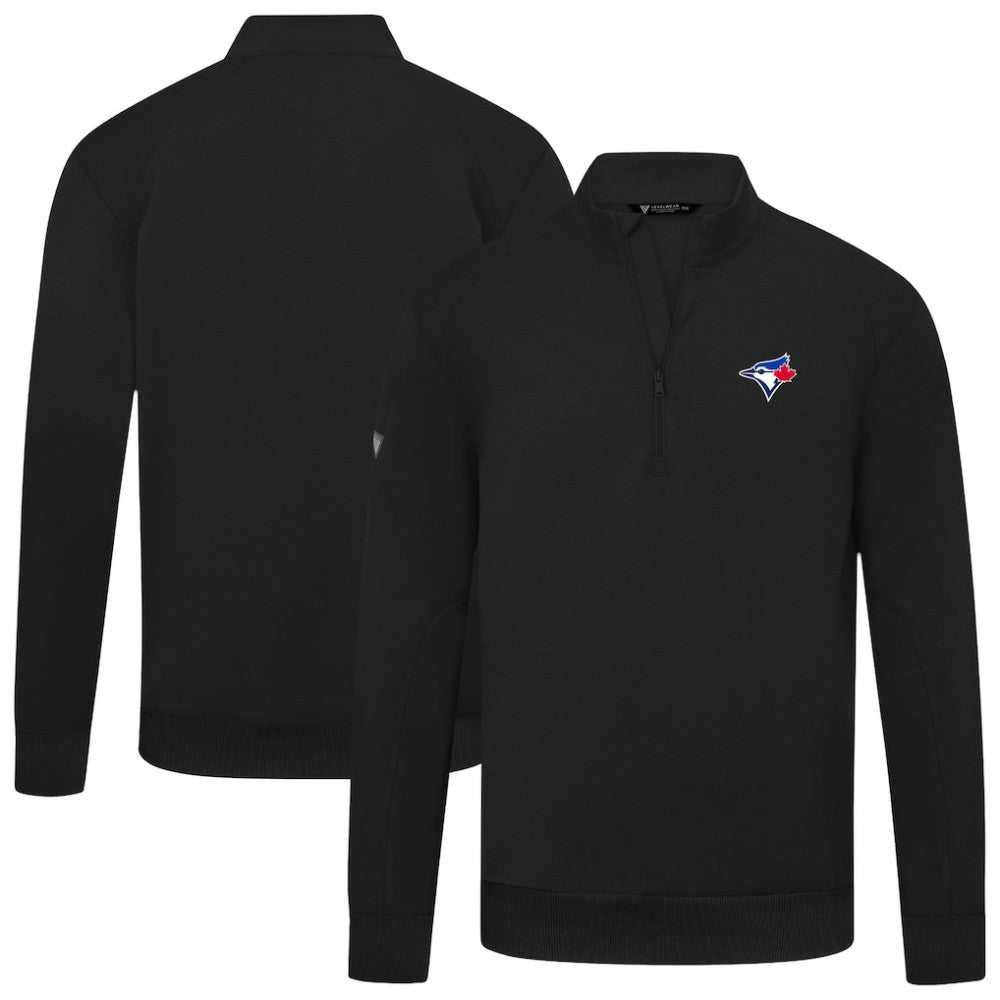 Black Toronto Blue Jays Levelwear Upright Insignia Tri-Blend Quarter-Zip Pullover