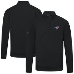 Black Toronto Blue Jays Levelwear Upright Insignia Tri-Blend Quarter-Zip Pullover
