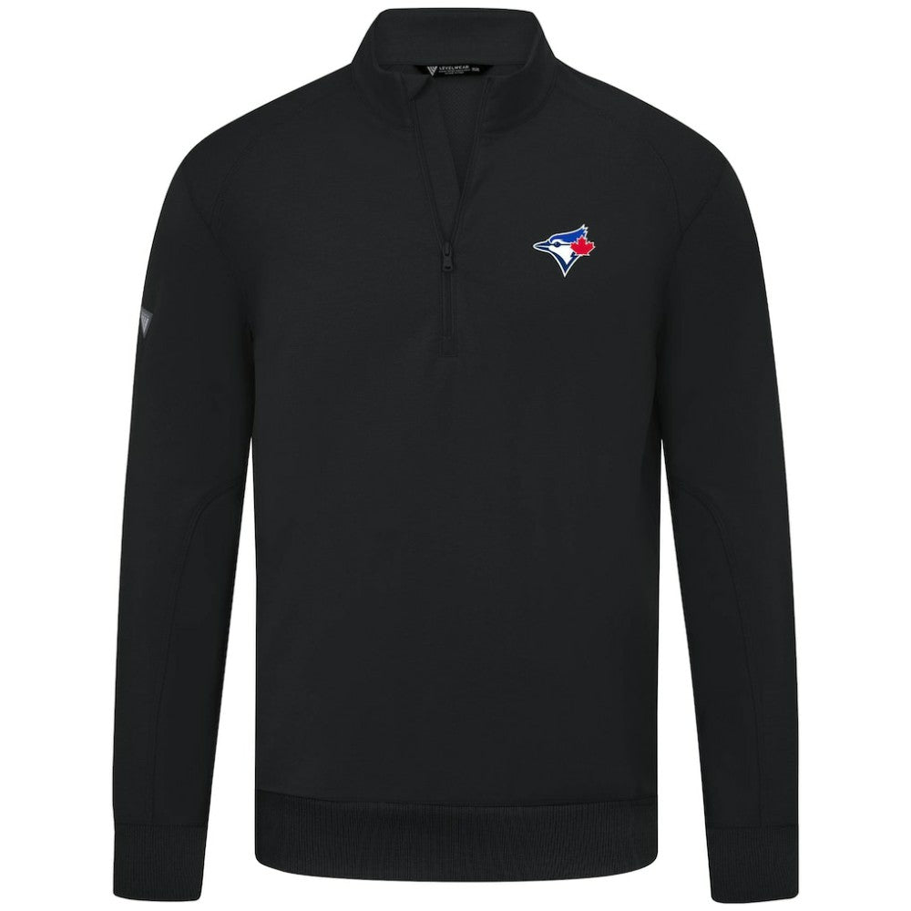 Black Toronto Blue Jays Levelwear Upright Insignia Tri-Blend Quarter-Zip Pullover