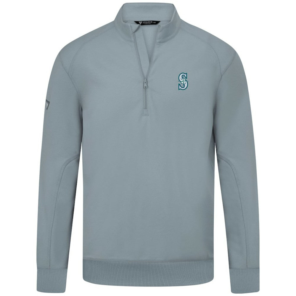 Gray Seattle Mariners Levelwear Upright Insignia Tri-Blend Quarter-Zip Pullover