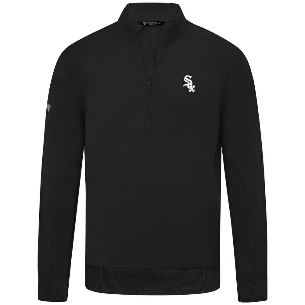 Black Chicago White Sox Levelwear Upright Insignia Tri-Blend Quarter-Zip Pullover