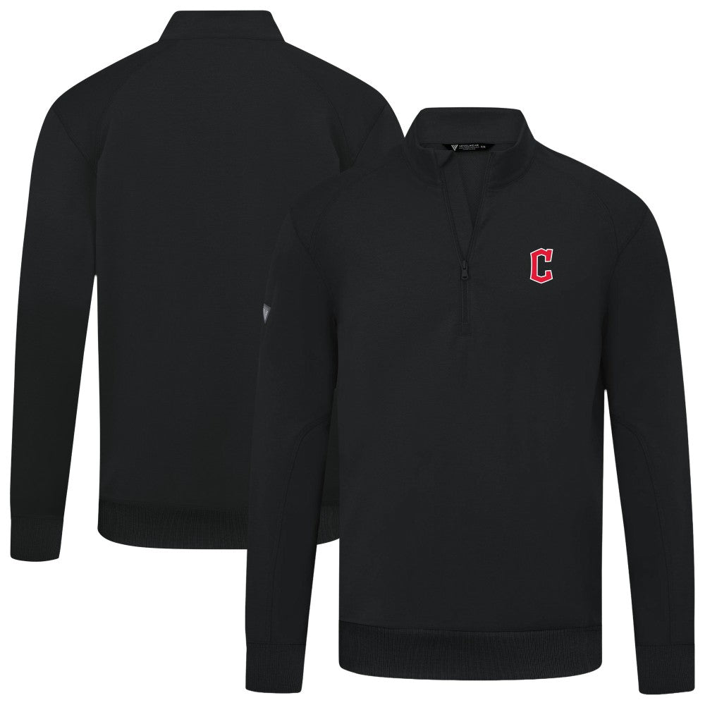 Black Cleveland Guardians Levelwear Upright Insignia Tri-Blend Quarter-Zip Pullover