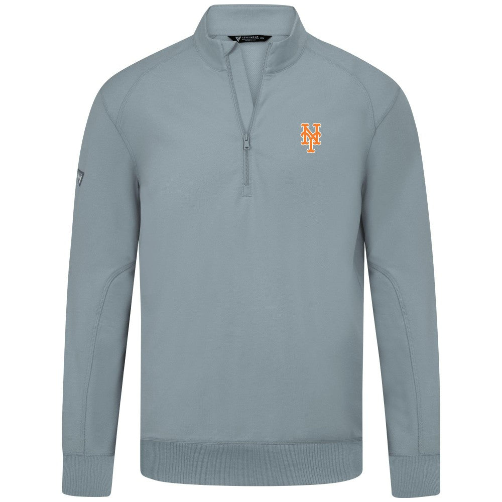 Gray New York Mets Levelwear Upright Insignia Tri-Blend Quarter-Zip Pullover