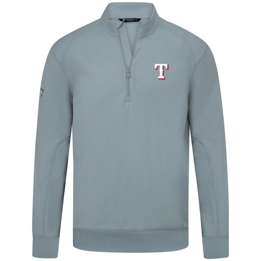 Gray Texas Rangers Levelwear Upright Insignia Tri-Blend Quarter-Zip Pullover