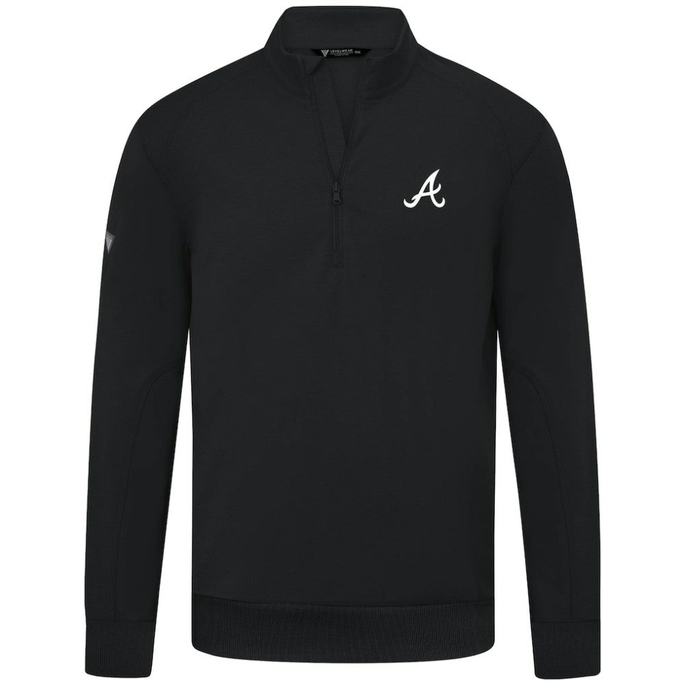 Black Atlanta Braves Levelwear Upright Insignia Tri-Blend Quarter-Zip Pullover