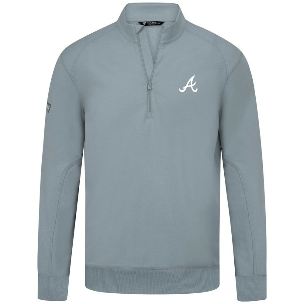 Gray Atlanta Braves Levelwear Upright Insignia Tri-Blend Quarter-Zip Pullover