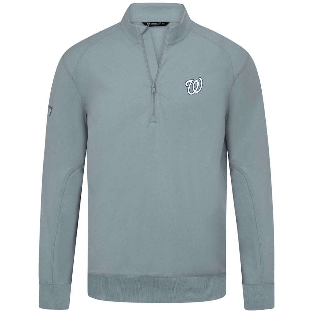 Gray Washington Nationals Levelwear Upright Insignia Tri-Blend Quarter-Zip Pullover