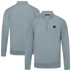 Gray Miami Marlins Levelwear Upright Insignia Tri-Blend Quarter-Zip Pullover