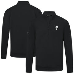 Black Philadelphia Phillies Levelwear Upright Insignia Tri-Blend Quarter-Zip Pullover